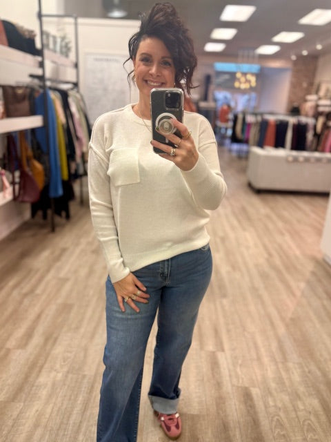 Pocket Sweater in Ivory