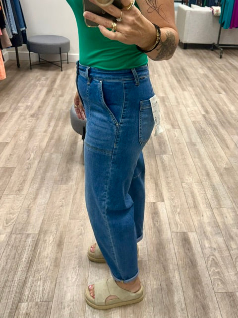 Risen Slouchy Barrel Relaxed Patch Pockets in Medium Colour