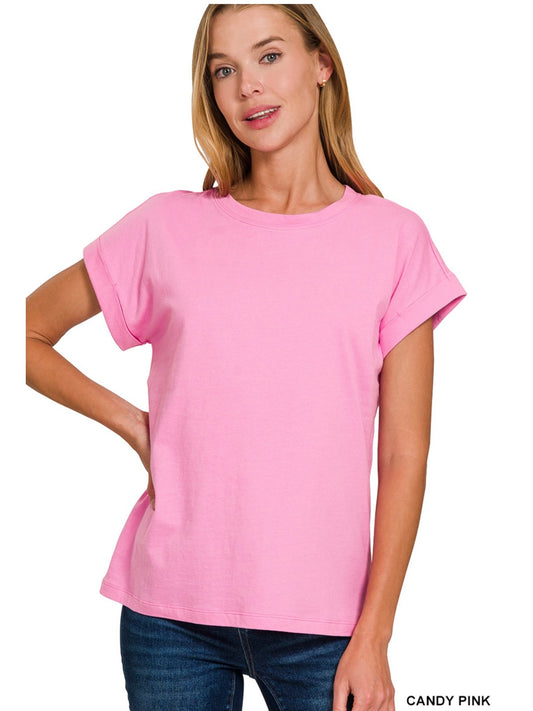 Rocky Rolled Up Sleeve Shirt in Candy Pink