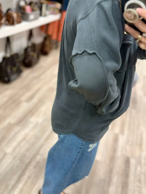The Weekend Fleece Shacket in Ash Grey