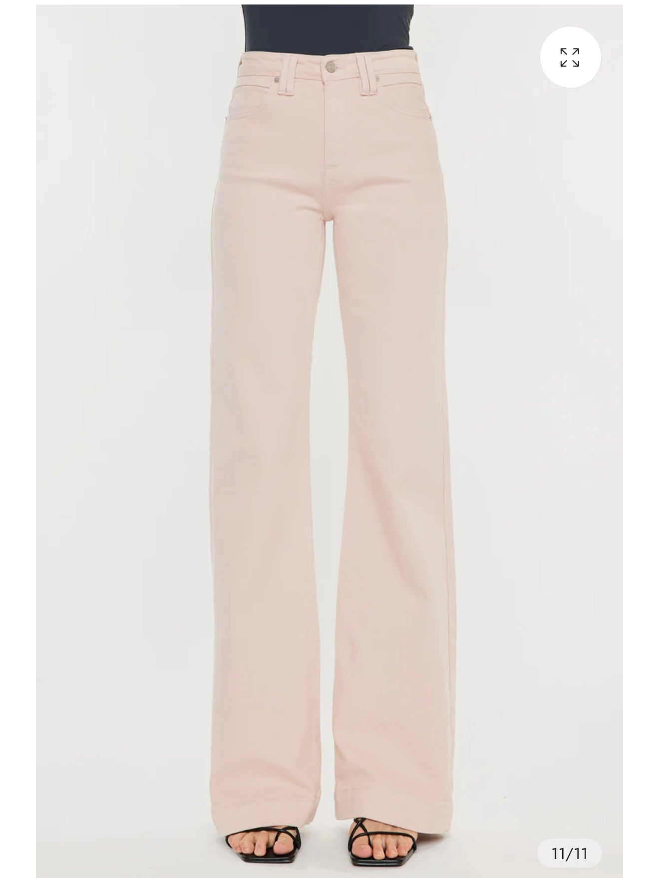 Kiera High Rise Wide Flare Jeans in Pink