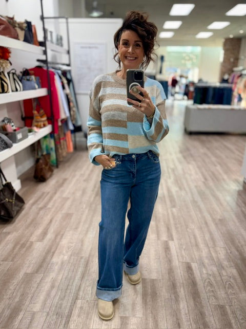 The Mixed Signals Sweater in Sky Blue
