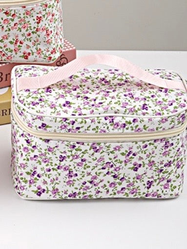 Quilted Travel Floral Make Up Bags