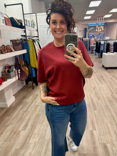 Paloma Soft Knit Extended Sleeve Shirt in Chili