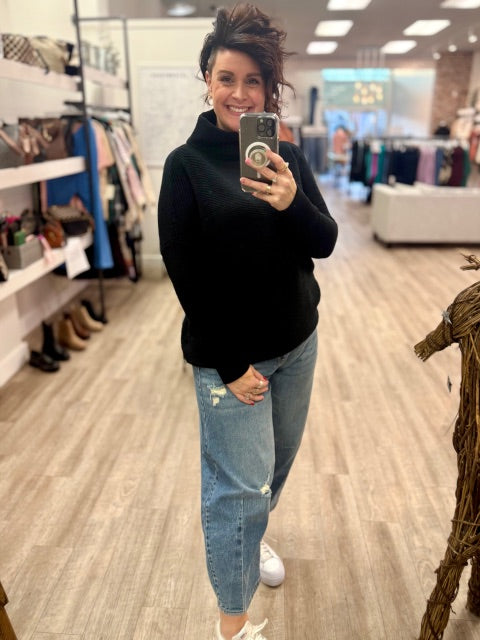 Nancy Ottoman Mock Neck in Black