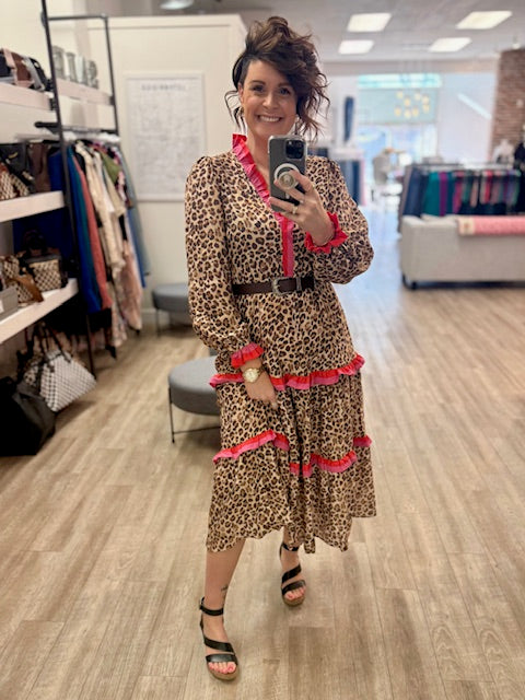 Pink Prairie Dress in Leopard