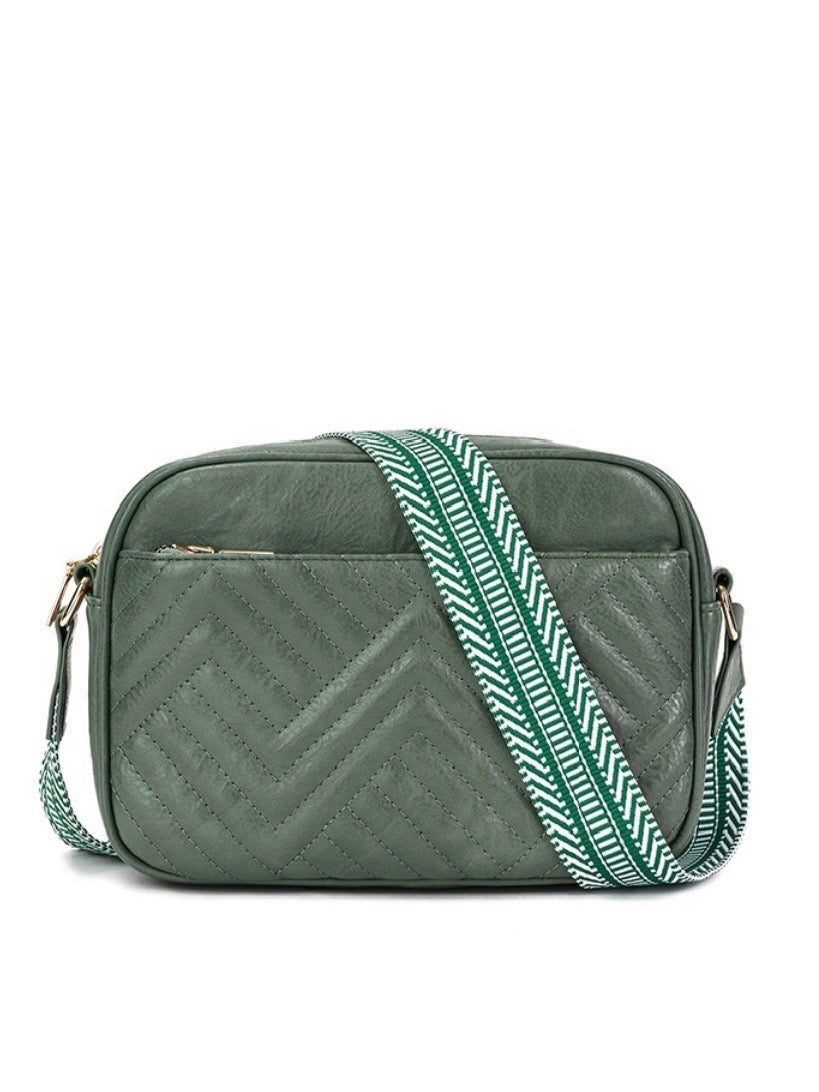 Chevron Weave Crossbody Camera Bag