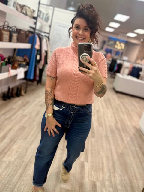 Sharee Short Sleeve Sweater in Rose Cloud