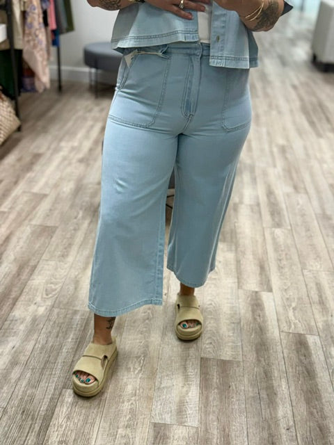 Morning Blue Denim Cropped Pants