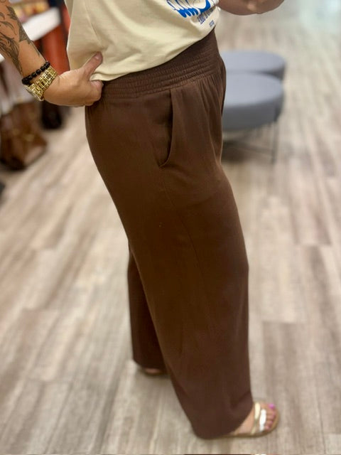 Coffee Break Wide Leg Pants in Brown