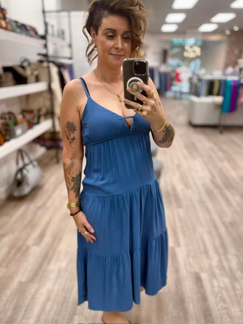 Sapphire Breeze Dress in Dusty Blue