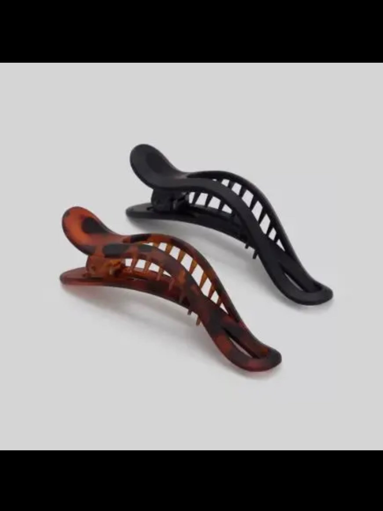 Kitsch Flat Lay Claw Clip 2pc Curved - Black & Tort
