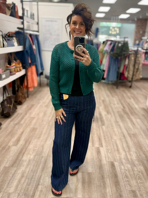 The Sunday Social Cardigan in Hunter Green