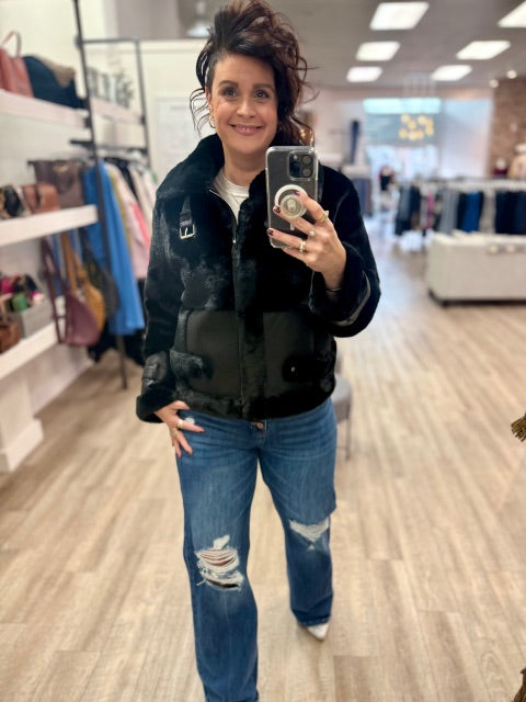 Mink Faux Fur Vegan Leather Jacket