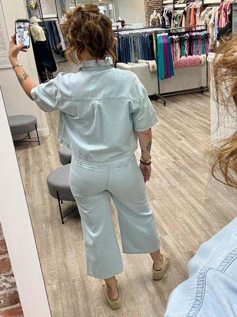 Morning Blue Denim Cropped Pants