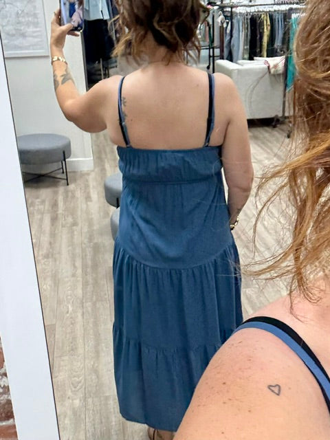 Sapphire Breeze Dress in Dusty Blue