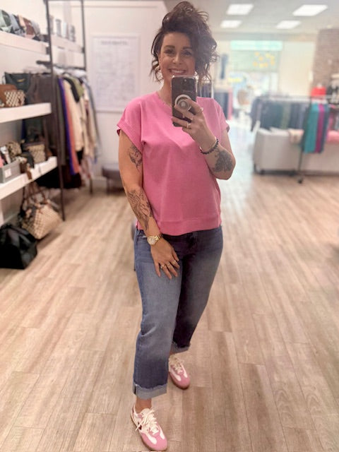 Scuba Short Sleeve Sweatshirt in Candy Pink