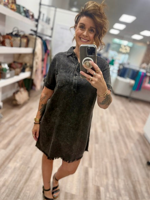 The Everly Dress in Ash Black