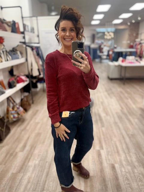 The Cloud Nine Chenille Sweater in Dark Burgundy
