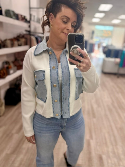 The Blue Jean Babe Jacket in Winter White