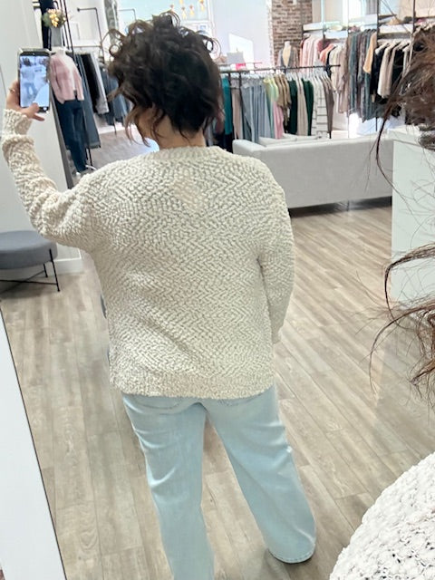 Cloud Soft Popcorn Cardigan in Sand Beige