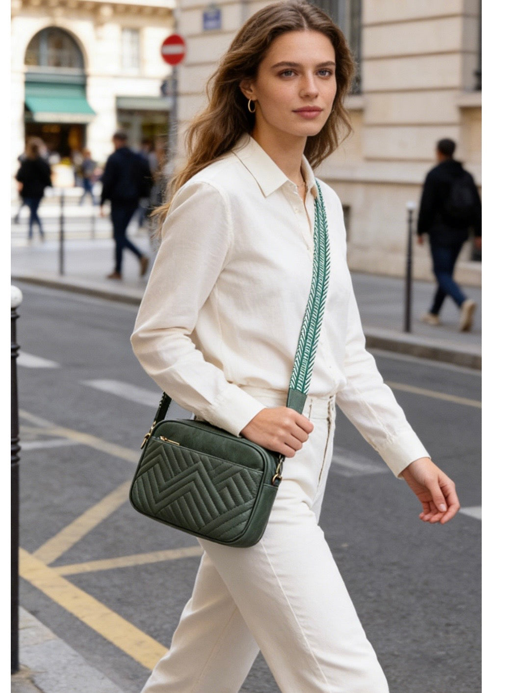 Chevron Weave Crossbody Camera Bag