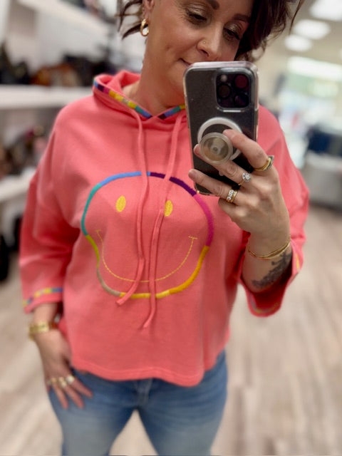 Colour Me Happy Hoodie in Coral