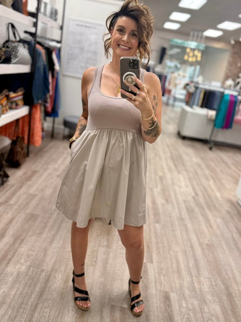 Meet Me Downtown Dress in Ash Mocha