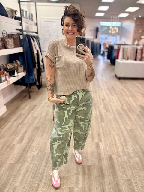 Chenille Cloud Pocket Tee in Ash Mocha