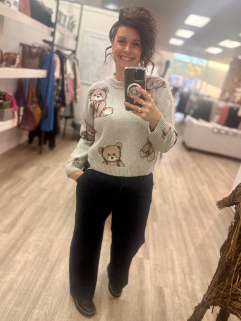 Annarosa Long Sleeve Crewneck in Grey