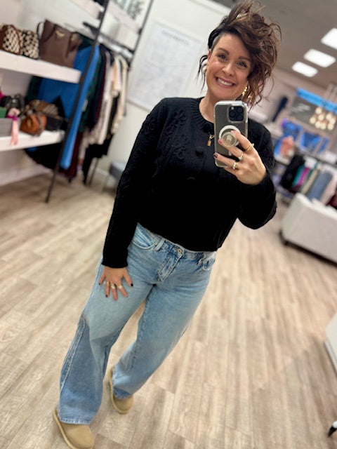 Sacha Long Sleeve Cardi in Black