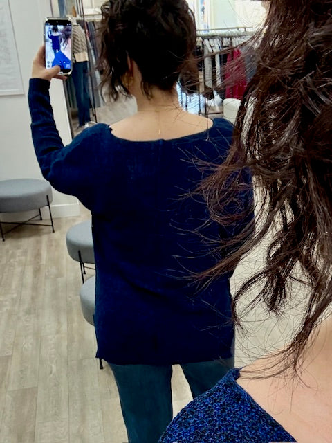 Blue Breeze Knit Sweater in Navy