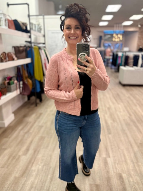 Asiapak Long Sleeve Cardigan in Cameo Rose