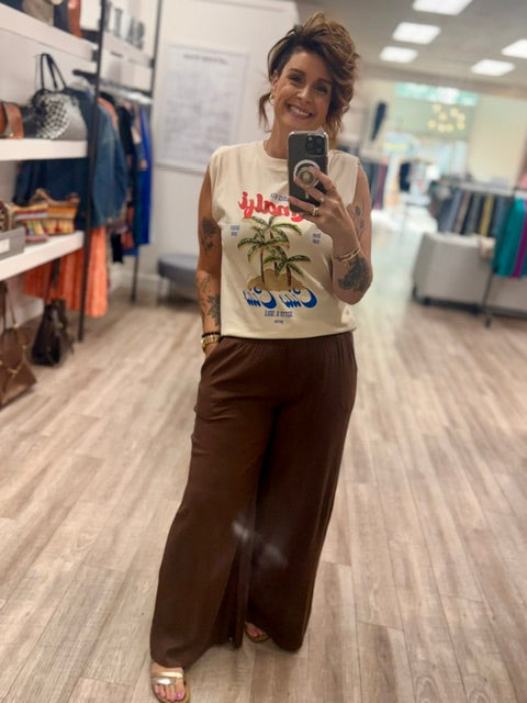 Palm Paradise Shoulder Tee in Whitecap