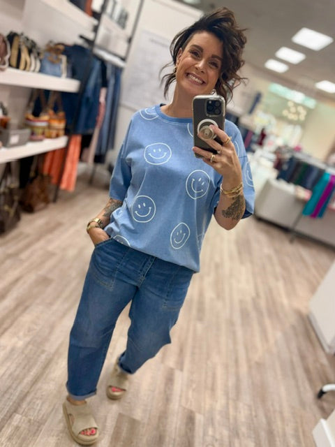 Smile Tee in Peri Blue