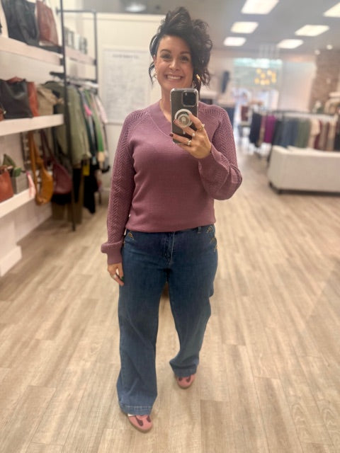 V-Neck Mauve Sweater
