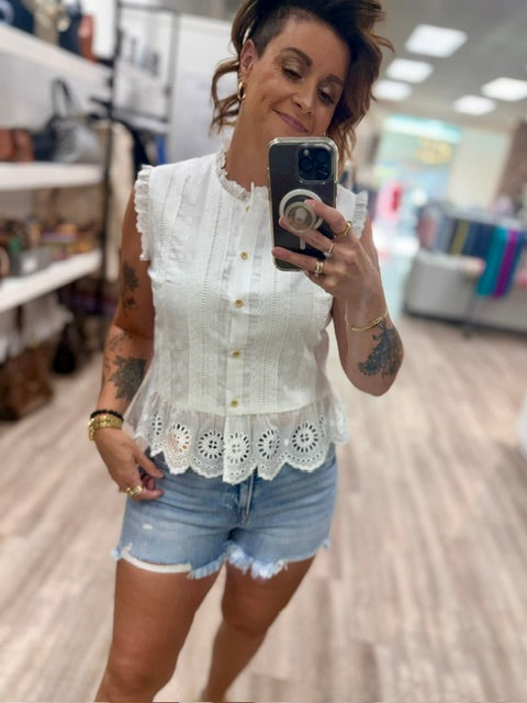 The Charlotte Lace Top in Pearl