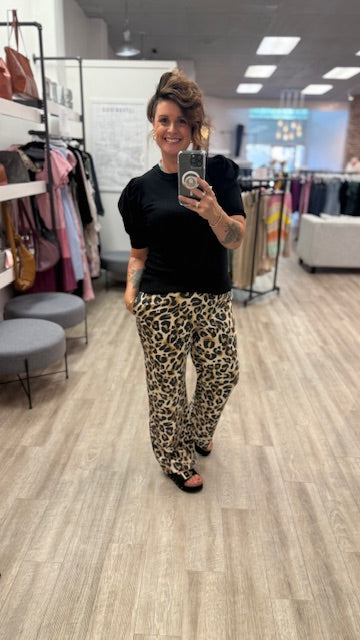 Animal Print Ladies Pants in Almond