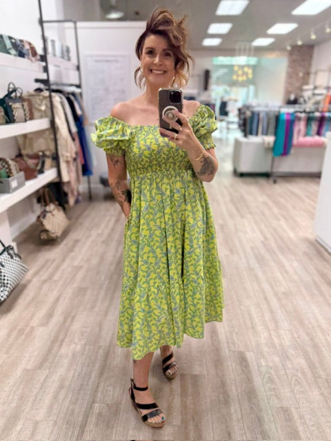 Summer Social Dress in Lime