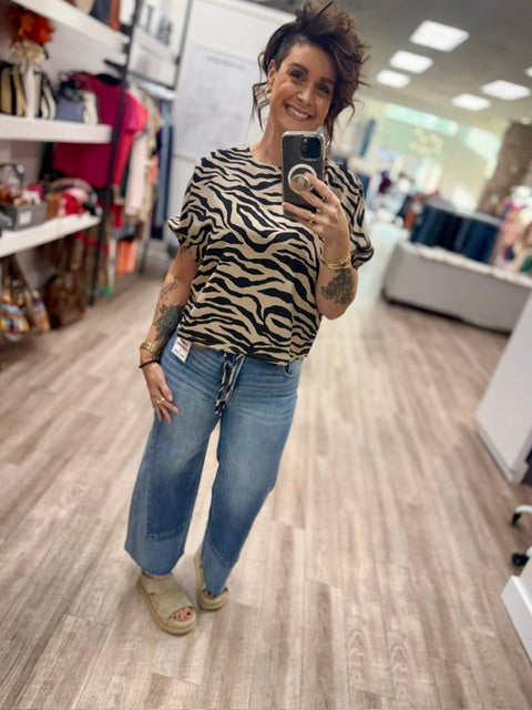Wild Side Drawstring Top in Black