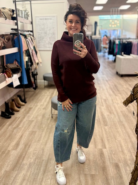 Nancy Ottoman Mock Neck in Prune