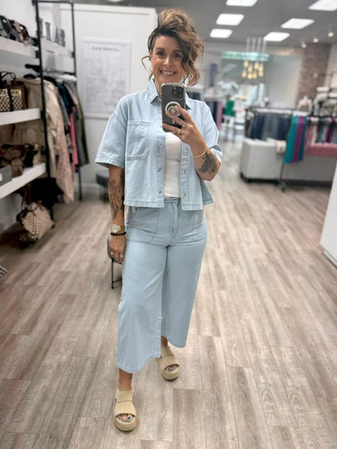 Morning Blue Denim Cropped Pants