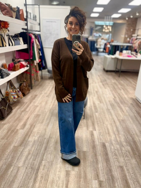 The Anytime Cardigan in Chocolate