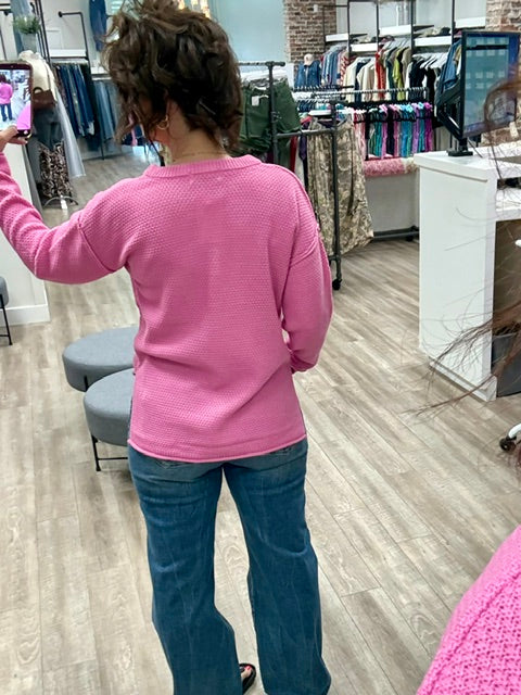 The Easygoing Henley in Candy Pink