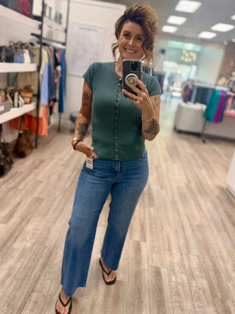 The Staple Snap Tee in Ash Jade