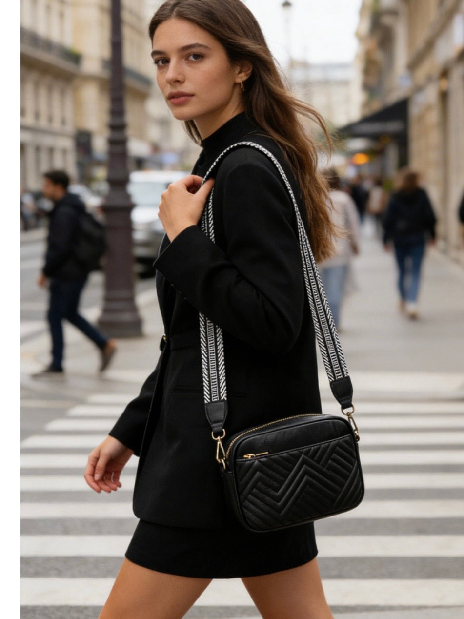 Chevron Weave Crossbody Camera Bag