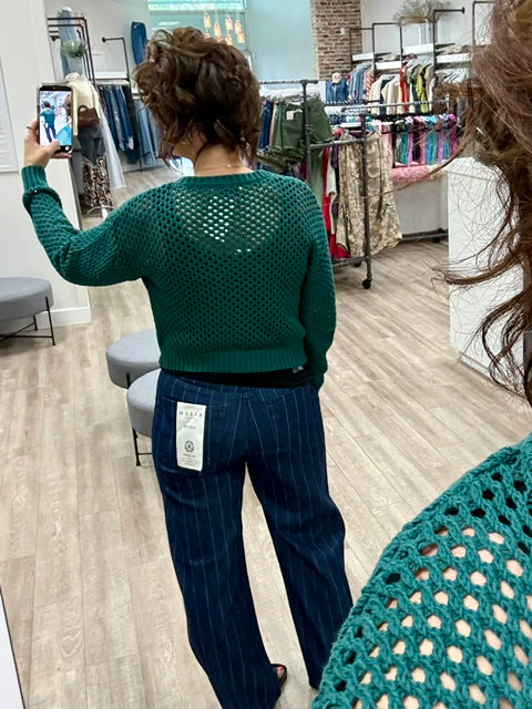 The Sunday Social Cardigan in Hunter Green