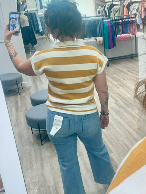 Varsity Stripe Sweater in Mustard