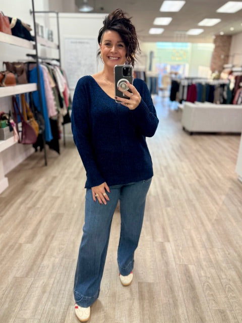 Blue Breeze Knit Sweater in Navy