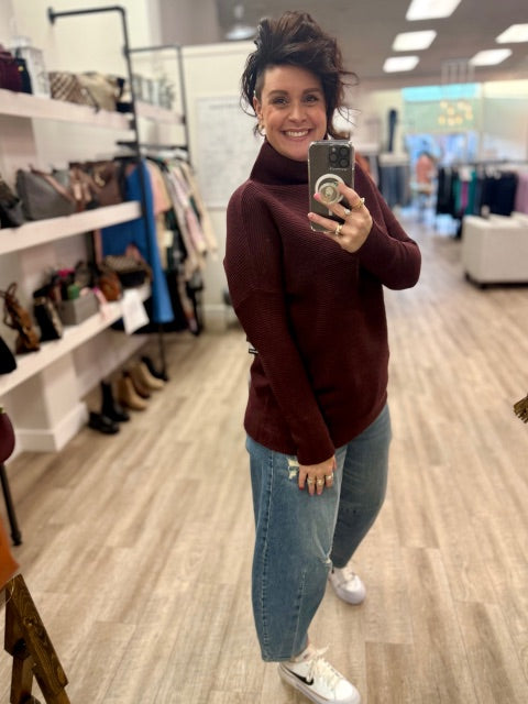 Nancy Ottoman Mock Neck in Prune